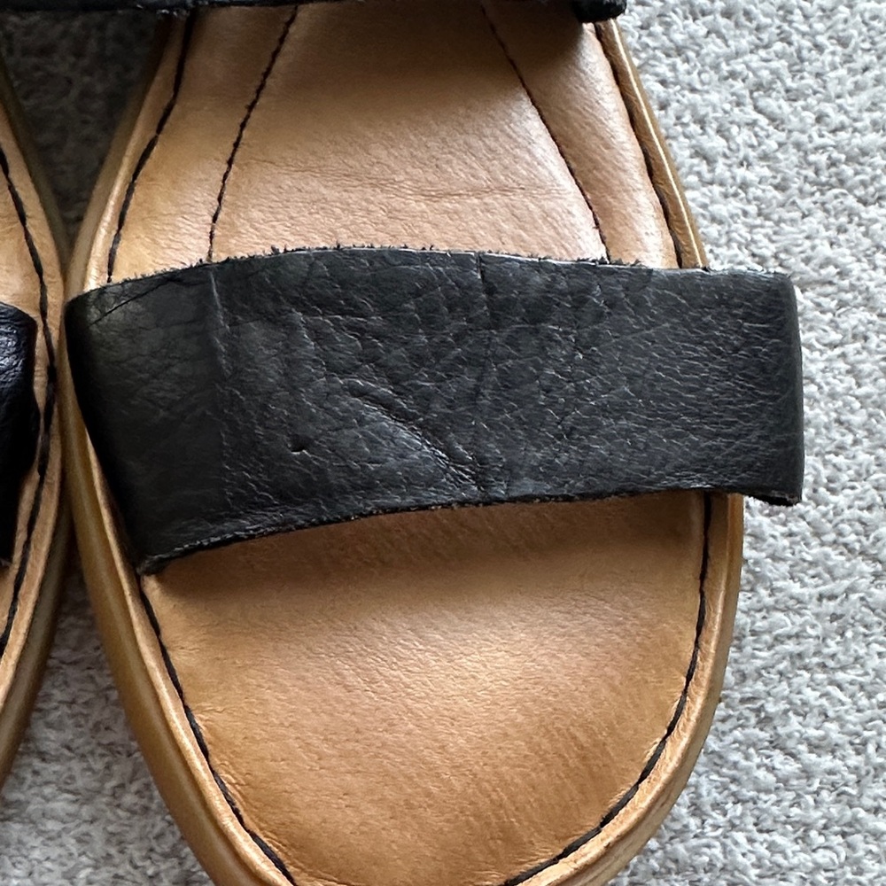 Born Black Leather Double-Strap Slide Sandals - Women 9 - Picture 6 of 8